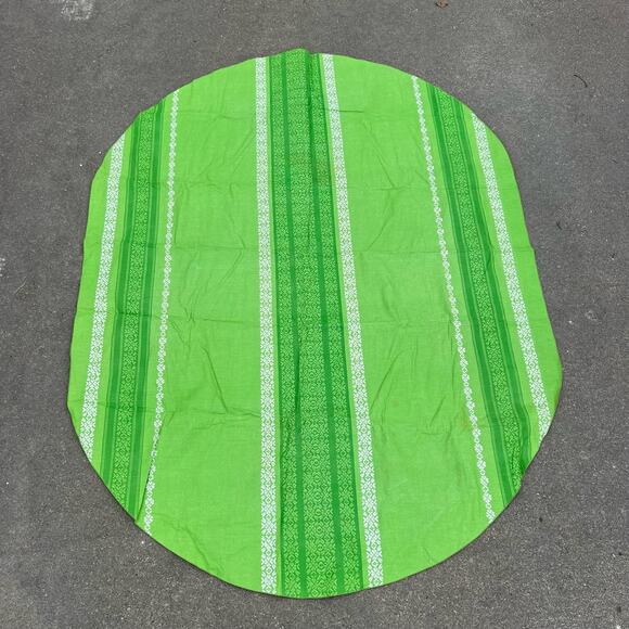 Vintage 60s 70s MCM Green Avocado Olive Vinyl Felt Back Oblong Table Cloth 59x52 - Picture 1 of 5